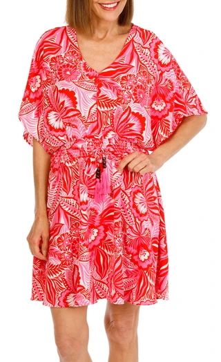 Thumbnail 1: Inner Circle Women's Smocked Waist Kimono Swimsuit Cover Up 