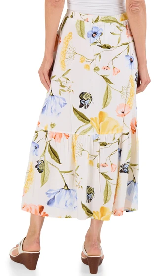 Thumbnail 2: Ellen Tracy Women's Tiered Floral Midi Dress 