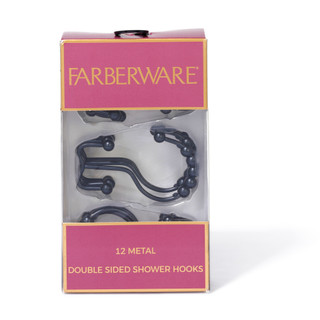 Thumbnail 1: Farberware 12 Double Sided Metal Shower Hooks 