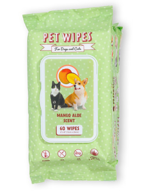 Thumbnail 1: POM 3 Pk Mango Aloe Scent Pet Wipes 
