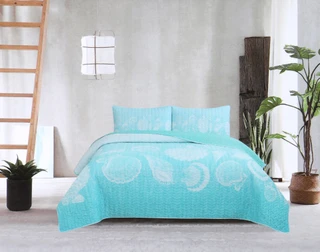 Thumbnail 4: Coastal Home 3 Pc Ombre Seashells Quilt Set 