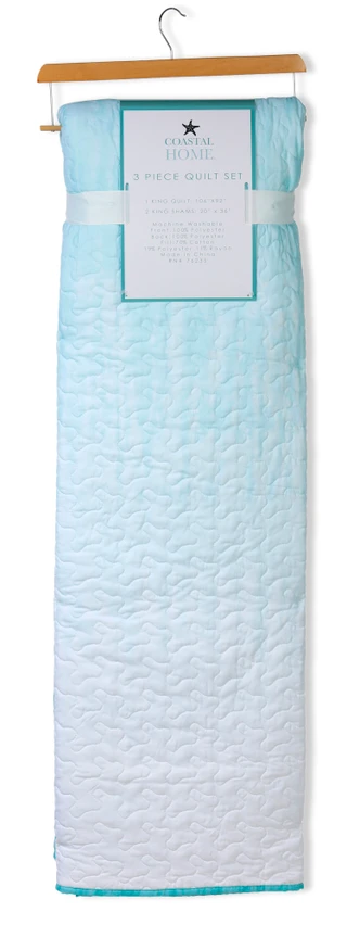 Thumbnail 1: Coastal Home 3 Pc Ombre Seashells Quilt Set 