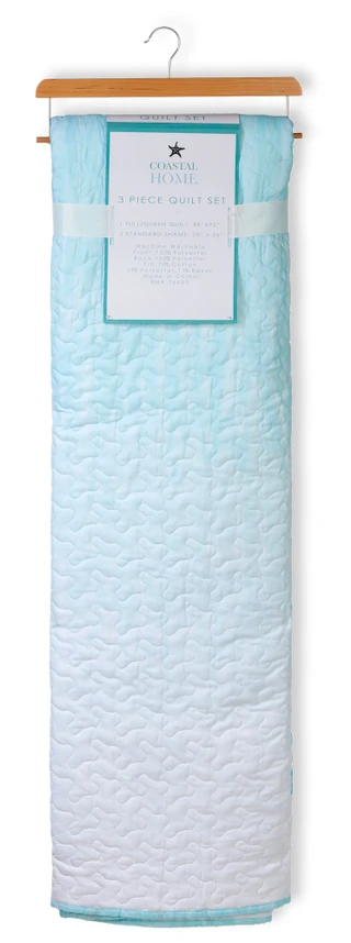 Thumbnail 6: Coastal Home 3 Pc Ombre Seashells Quilt Set 