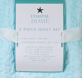 Thumbnail 7: Coastal Home 3 Pc Ombre Seashells Quilt Set 