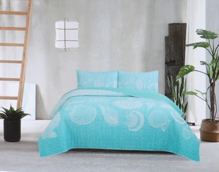 Thumbnail 8: Coastal Home 3 Pc Ombre Seashells Quilt Set 