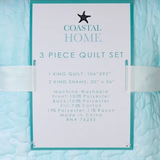 Thumbnail 10: Coastal Home 3 Pc Ombre Seashells Quilt Set 