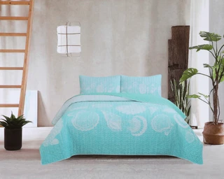Thumbnail 13: Coastal Home 3 Pc Ombre Seashells Quilt Set 