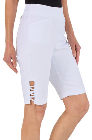 Thumbnail 1: Kate Park Women's Petite Comfort Stretch Lattice Hem Skimmer 