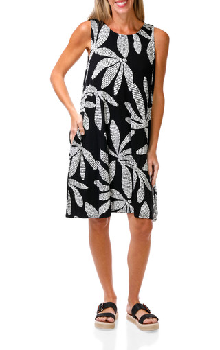 Thumbnail 1: HARLOW & ROSE Women's Tropical Print Sleeveless Swing Dress 