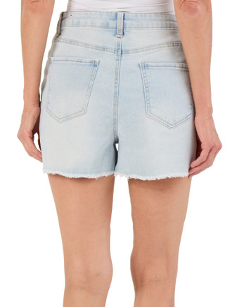 Thumbnail 2: Express Women's 5 Pocket High Rise Denim Frayed Hem Shorts 