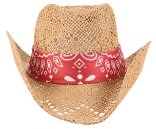 Thumbnail 3: True Love Accessories Women's Americana Natural Woven Hat with Bandana 