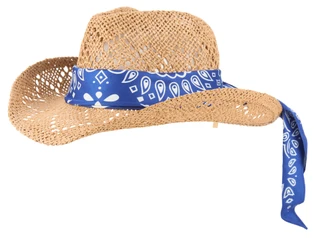 Thumbnail 1: True Love Accessories Women's Americana Natural Woven Hat with Bandana 