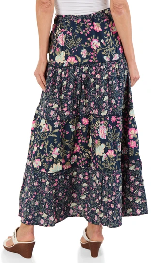 Thumbnail 2: Ellen Tracy Women's Floral Tiered Challis Skirt 