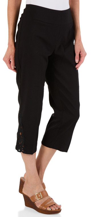 Thumbnail 1: Zac & Rachel Women's Comfort Stretch Crocheted Hem Capris 