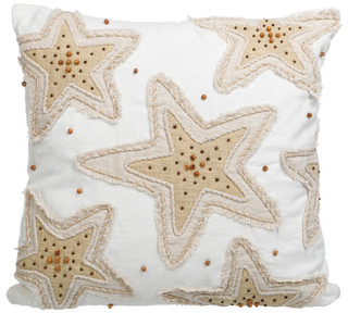 Thumbnail 1: Beach Bungalow 20x20 Embroidered & Beaded Starfish Pillow 