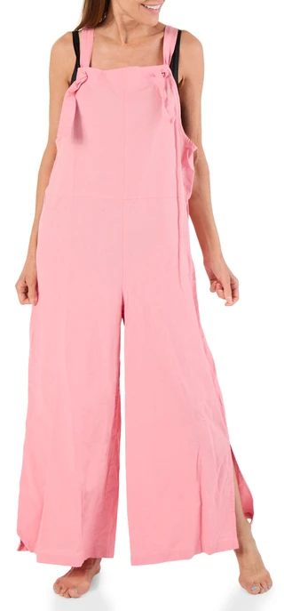 Thumbnail 1: Sanctuary Women's Wide Leg Overalls Swimsuit Cover Up 