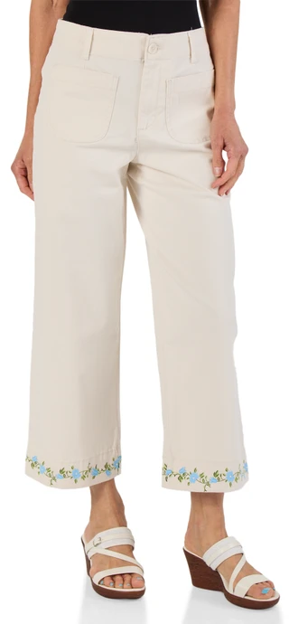 Thumbnail 1: Bagatelle Women's 4 Pocket Floral Print Hem Pants 