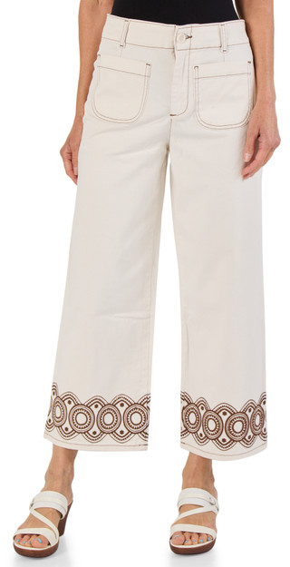 Thumbnail 1: Bagatelle Women's Embroidered 4 Pocket Wide Leg Pants 