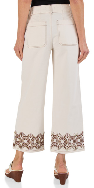 Thumbnail 2: Bagatelle Women's Embroidered 4 Pocket Wide Leg Pants 