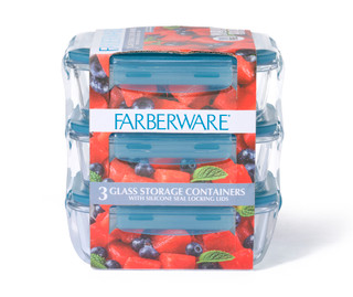 Thumbnail 3: Farberware 3 Pk Glass Storage Containers  