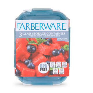 Thumbnail 1: Farberware 3 Pk Glass Storage Containers  