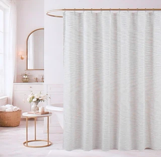Thumbnail 2: ELLE HOME 70x72 Levens Jacquard Shower Curtain 