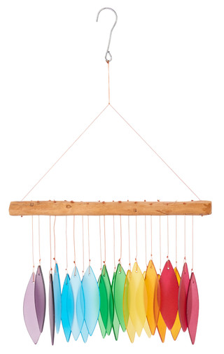 Thumbnail 1: SUNSET VISTA DESIGNS Handcrafted Rainbow Sea Glass Wind Chimes 