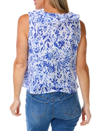 Thumbnail 2: Kate Park Women's Petite Ruffled  Button Down Voile Top 
