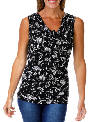 Thumbnail 1: Tahari Women's Drape Neck Floral Top 