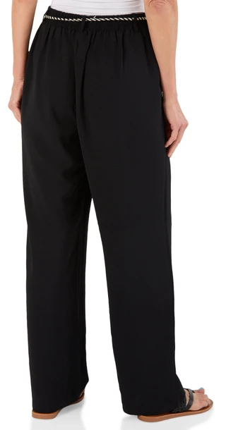 Thumbnail 2: Soho Apparel Women's 2 Pocket Wide Leg Pants with Rope Belt 