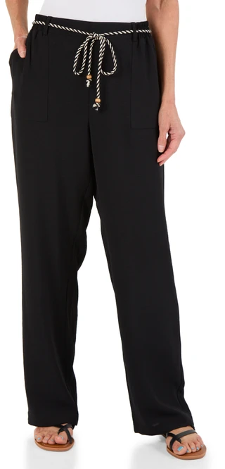 Thumbnail 1: Soho Apparel Women's 2 Pocket Wide Leg Pants with Rope Belt 