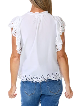 Thumbnail 2: Nanette Lepore Women's Eyelet Trimmed Tie Neck Top 
