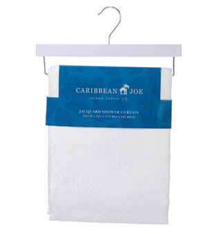 Thumbnail 1: Caribbean Joe 70x72 Raised Scalloped Shell Shower Curtain 