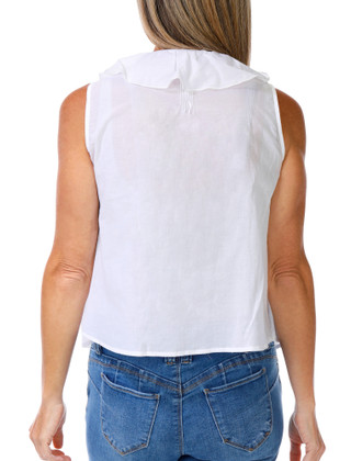Thumbnail 2: Kate Park Women's Petite Ruffled  Button Down Voile Top 