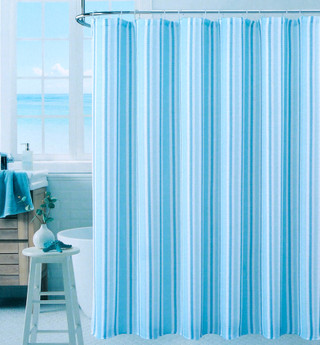 Thumbnail 2: Caribbean Joe 70x72 Tidal Stripe Print Shower Curtain 
