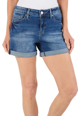 Thumbnail 2: Royalty Women's Roll Cuff Denim Shorts  