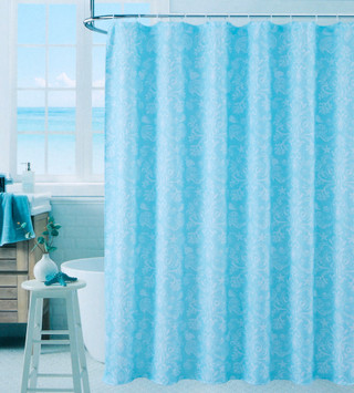 Thumbnail 2: Caribbean Joe 70x72 Coastal Damask Print Shower Curtain 