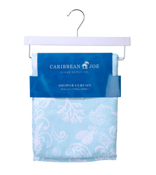Thumbnail 1: Caribbean Joe 70x72 Coastal Damask Print Shower Curtain 
