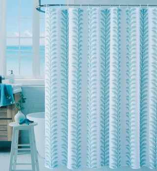 Thumbnail 2: Caribbean Joe 70x72 Palm Stripe Print Shower Curtain 