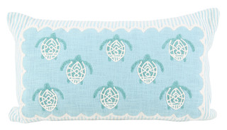 Thumbnail 1: Beach Bungalow 14x24 Turtles & Stripes Hypoallergenic Throw Pillow 