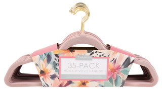 Thumbnail 1: Tahari 35 Pk Gold Swivel Hook Flocked Velvet Hangers 