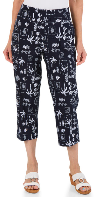 Thumbnail 1: Zac & Rachel Women's Comfort Stretch Print Crop Pants 