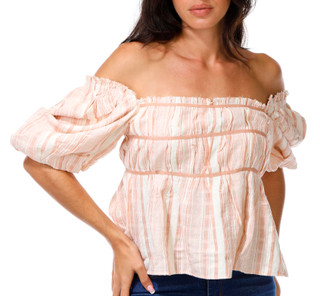Thumbnail 1: BY TOGETHER Junior's Short Puff Sleeve Babydoll Top 