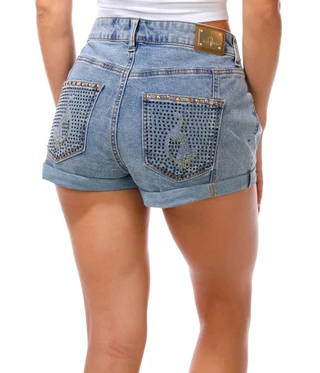 Thumbnail 2: Baby Phat Junior's Two Tone Cuffed Denim Shorts 