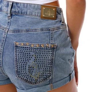 Thumbnail 4: Baby Phat Junior's Two Tone Cuffed Denim Shorts 