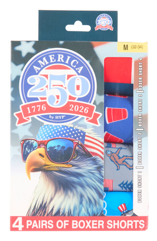 Thumbnail 1: HYP Men's 4 Pk Americana 250th Boxer Shorts 