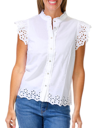 Thumbnail 1: Nanette Lepore Women's Eyelet & Ruffle Button Down Top 