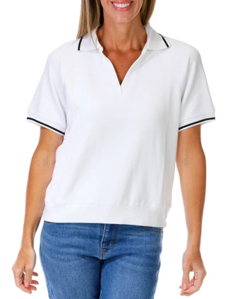 Thumbnail 1: Joie Women's Ribbed Hem Polo Shirt 