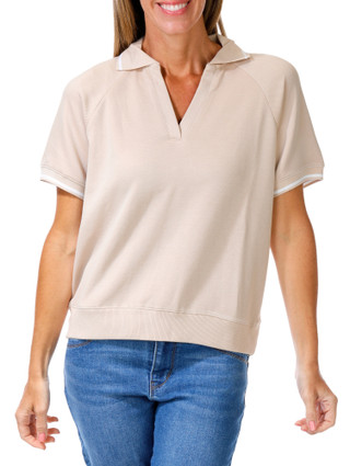 Thumbnail 1: Joie Women's Ribbed Hem Polo Shirt 