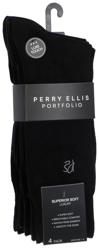 Thumbnail 1: Perry Ellis Men's 4 Pk Bamboo Dress Socks 